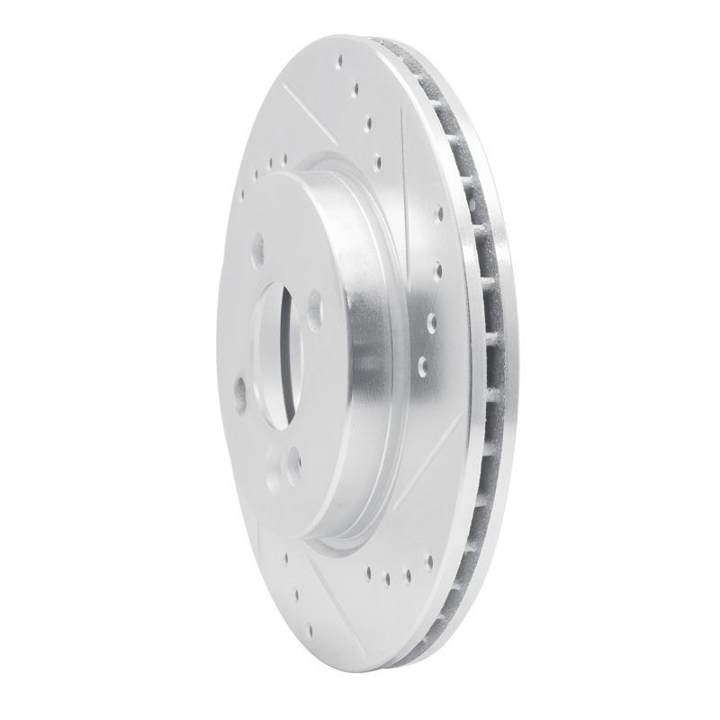 Mini Cooper Brake Rotor (1) - Front Right - R1 Concepts - Drilled & Slotted - Silver - `02-`08